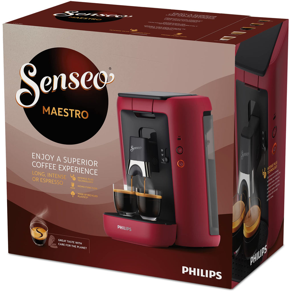 Philips Senseo Maestro CSA260/91 - Machine à café à dosettes, Réservoir 1,2 L, Rouge