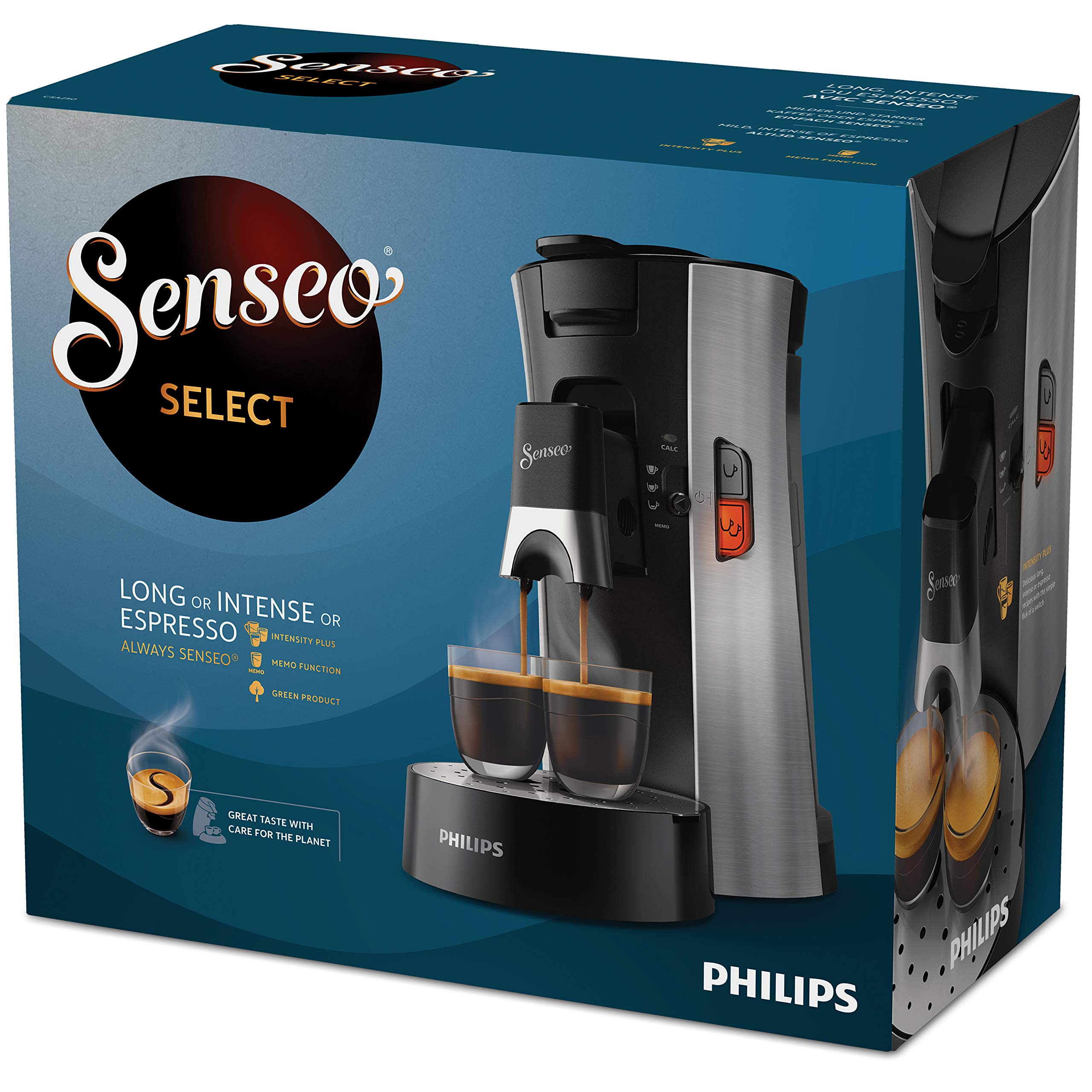 Philips Senseo Select Eco CSA250/10 - Machine à café à dosettes, Crema Plus, Acier brossé
