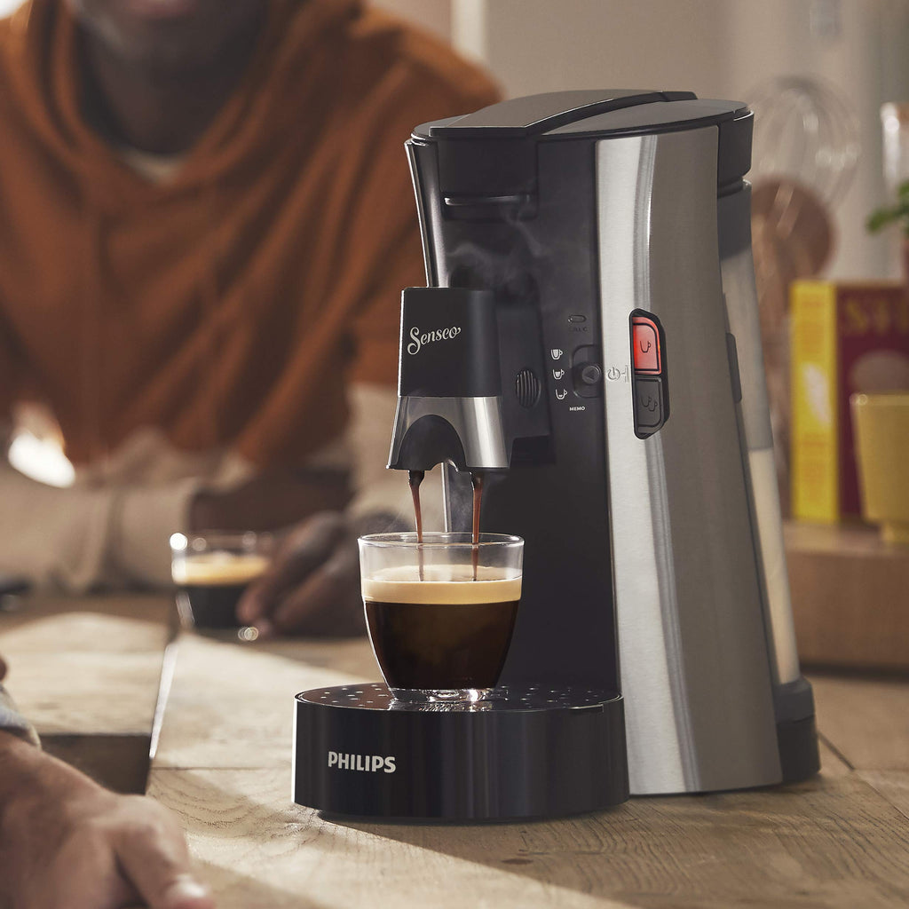 Philips Senseo Select Eco CSA250/10 - Machine à café à dosettes, Crema Plus, Acier brossé