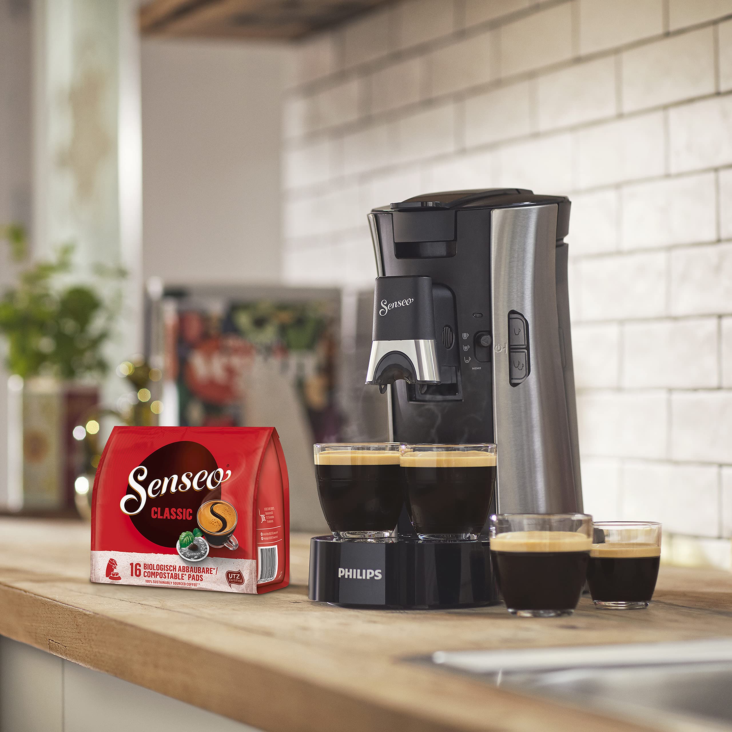 Philips Senseo Select Eco CSA250/10 - Machine à café à dosettes, Crema Plus, Acier brossé